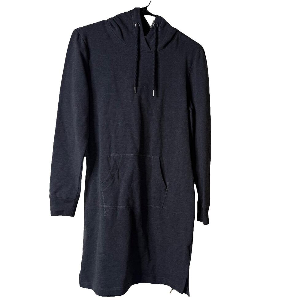 Serra Women's Size S Black Drawstring Neck Knit Stretch Pullover Hoodie Dress